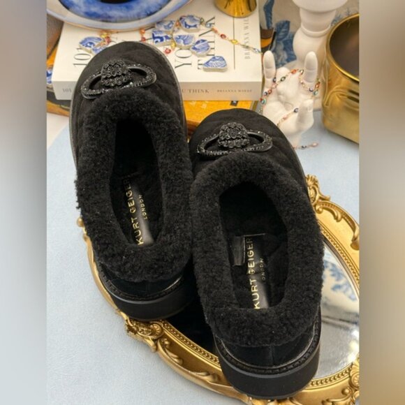 🆕 KURT GEIGER LONDON 🧿 NWOB Chelsea Suede Flatfom Slippers, Sz EU37 US 7 - Picture 10 of 15
